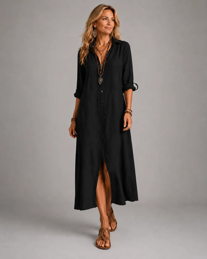 Noir | Button-Front Boho Maxi