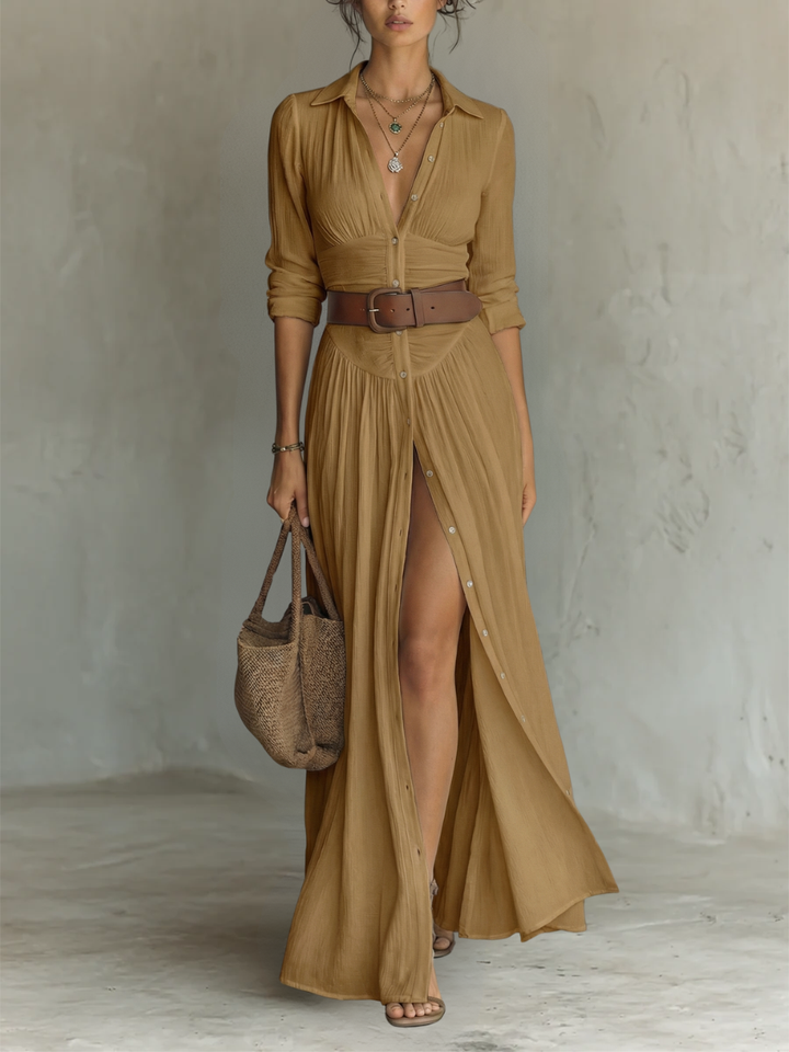 The Palmera | Notched Collar Maxi Dress