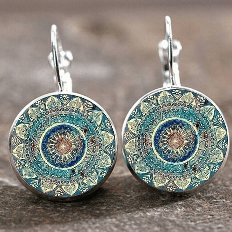 Rounded Mandala Earrings Vintage