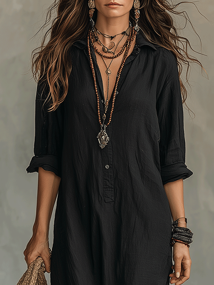 Noir | Button-Front Boho Maxi