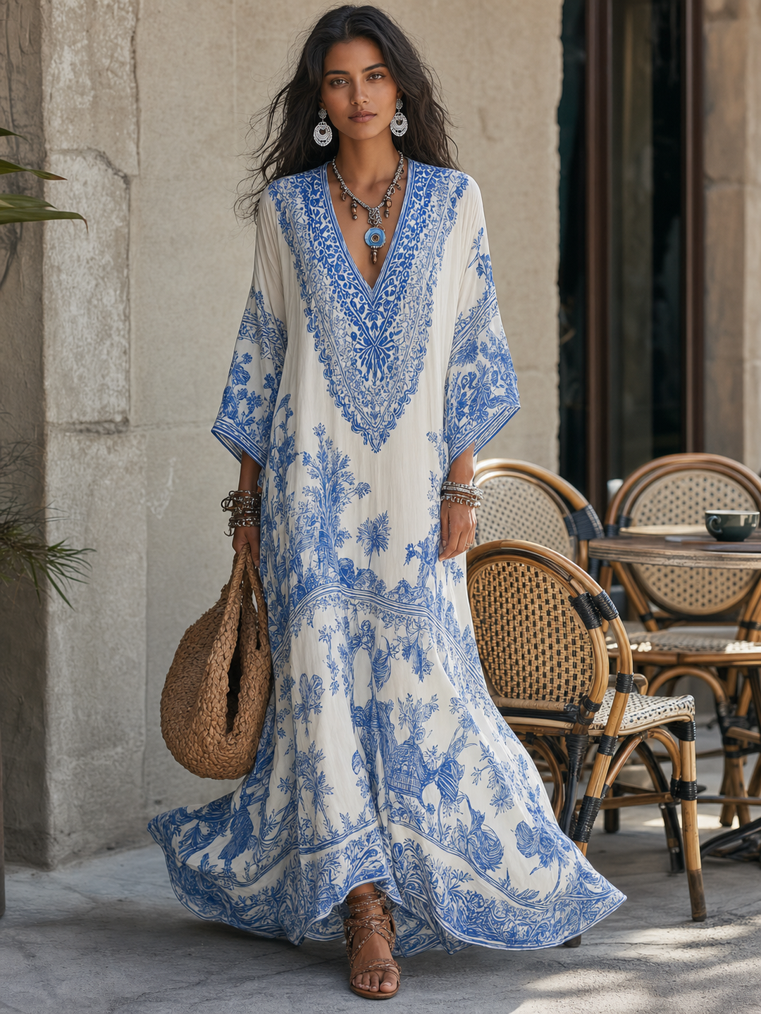Azura | Porcelain Print Kaftan