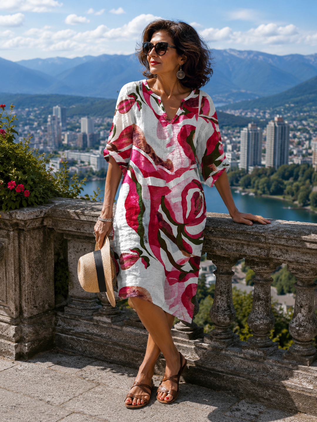 Vera | Abstract Print V-Neck Dress