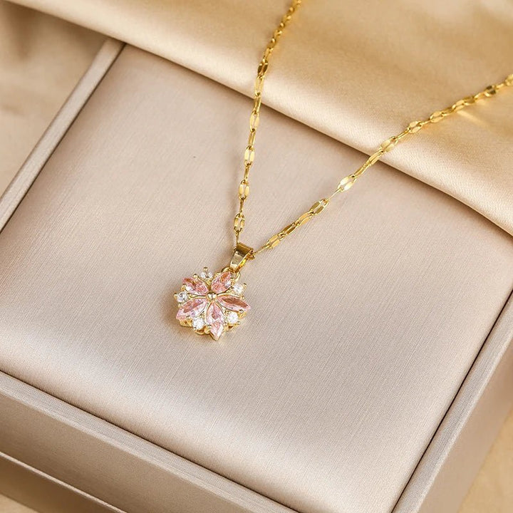 Sakura Rose Romantic Necklace in Stainless Steel