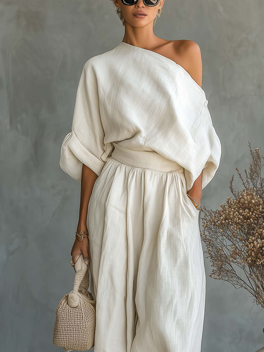 The Lisette | Off-Shoulder Tapered Pant Set