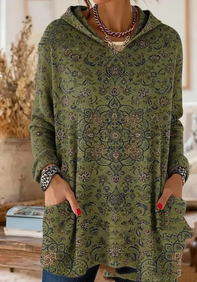Alicia | Retro Print Hooded Tunic