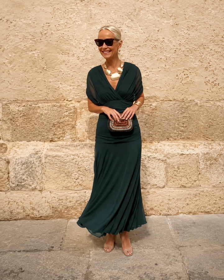Alondra | Long Floral Dress with V-Neck