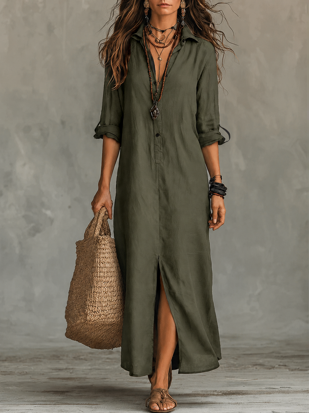 Noir | Button-Front Boho Maxi