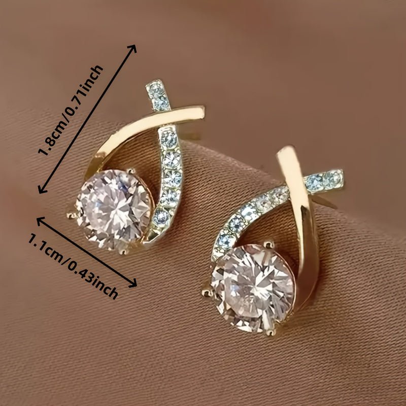 Earrings with gold cross and zirconia