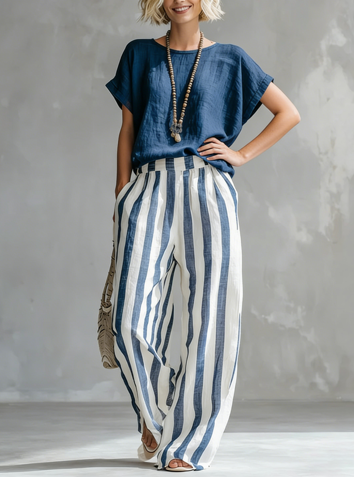 The Driftwood | Striped Linen Two-Piece Set