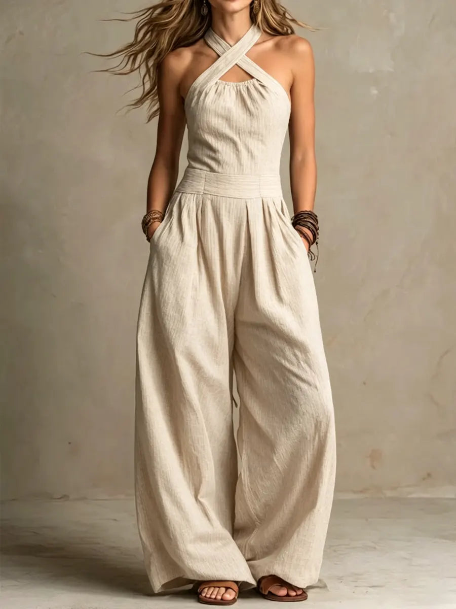 The Sienna | Halter Linen Jumpsuit