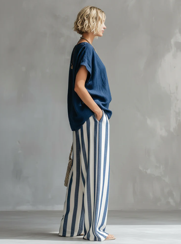 The Driftwood | Striped Linen Two-Piece Set