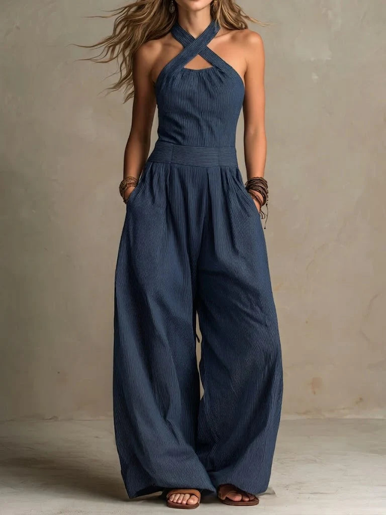 The Sienna | Halter Linen Jumpsuit