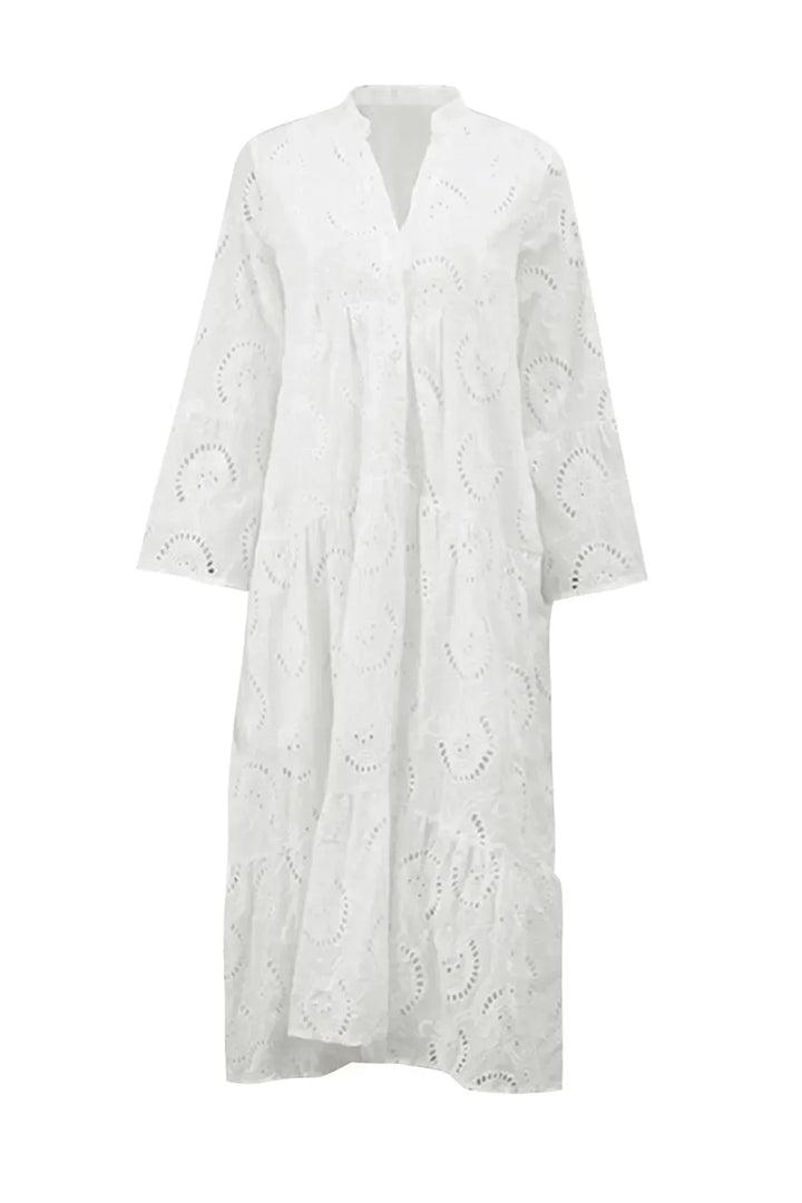 The Isla | Broderie Anglaise 3/4 Sleeve Maxi Dress