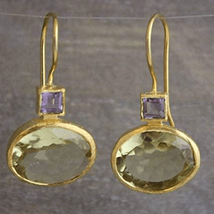 Vintage Green Crystal Gold Earrings